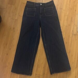 Stylish Dark Blue Wide Leg Jeans